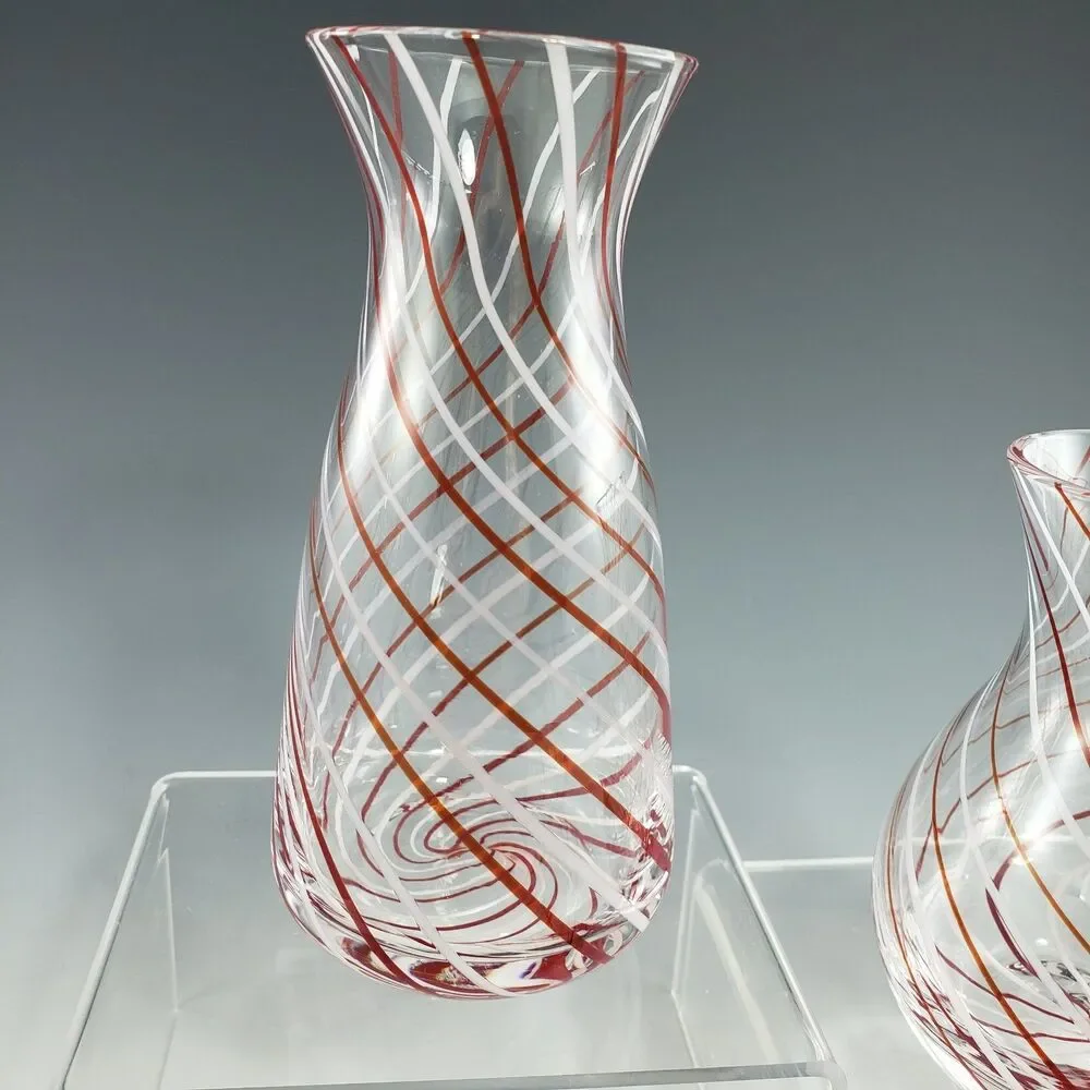 Set 3 Mini Vases Williams Sonoma Peppermint Candy Cane Stripe Rooting Glass MINT